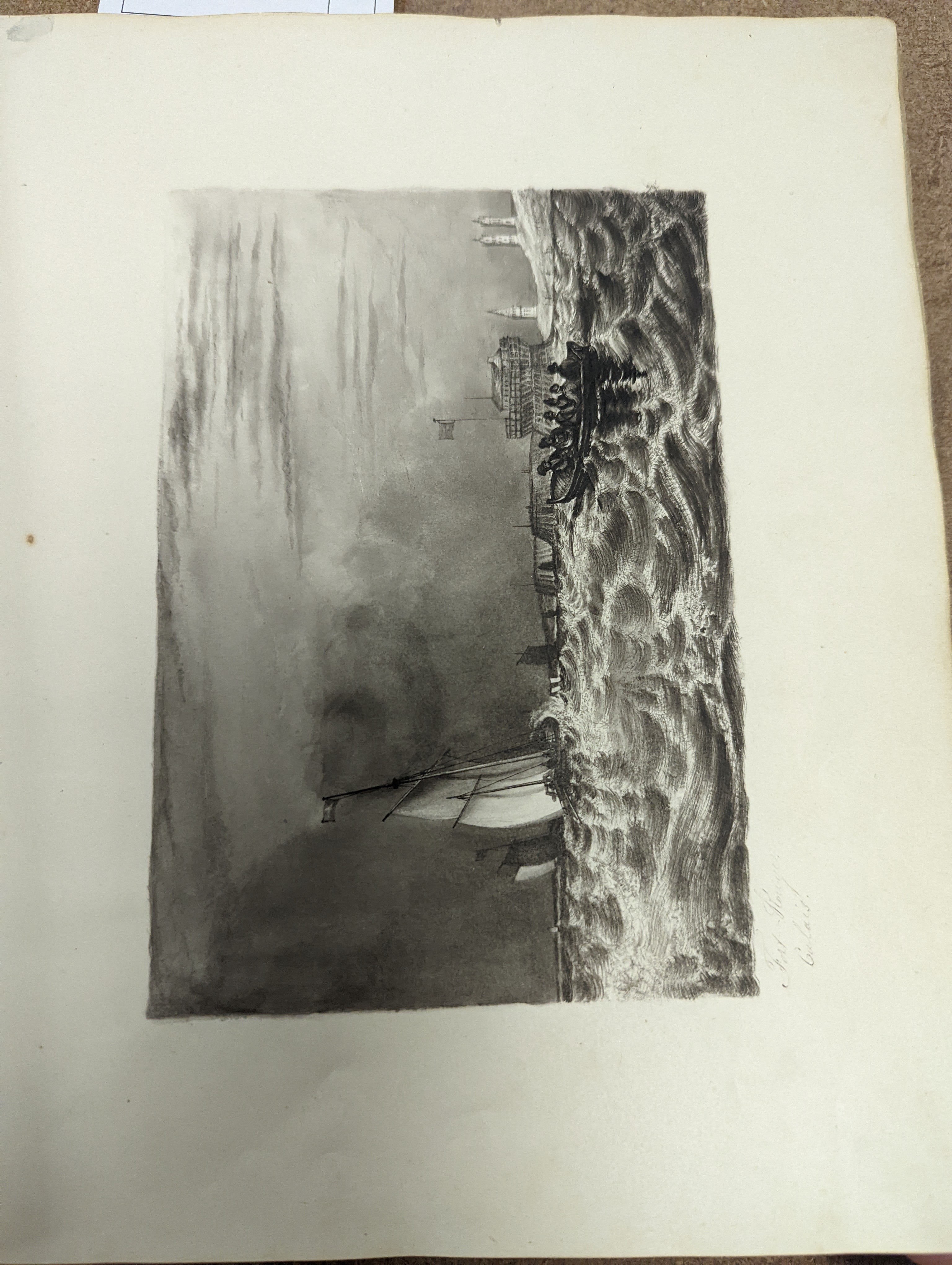 Mary Ann Vogan - an early 19th century album of 60 watercolours, pencil and ink drawings and engravings, including portraits, botanical specimens, land and seascapes, including 3 by R.C. Vogan, the front fly leaf inscrib